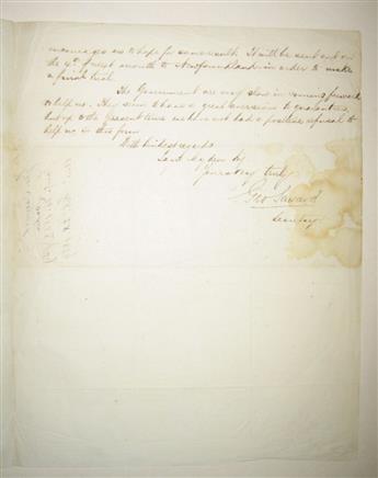 (SCIENCE AND ENGINEERING.) Saward, George. Letter to inventor Samuel Morse concerning the first trans-Atlantic telegraph cable.